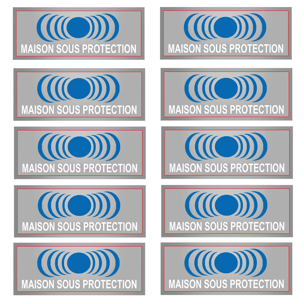 maison sous protection - 10 stickers de 7x2.5cm - Sticker/autocollant