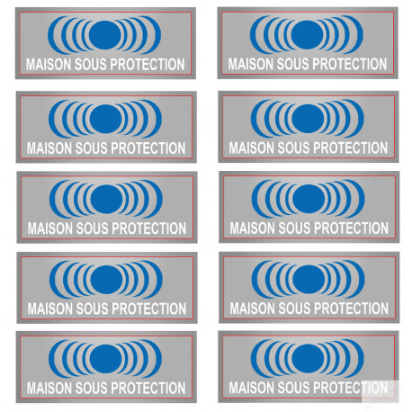 maison sous protection - 10 stickers de 7x2.5cm - Sticker/autocollant