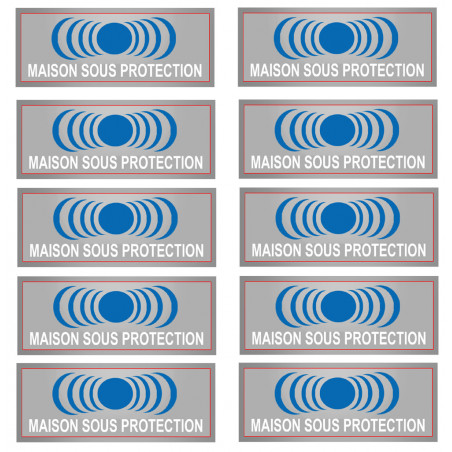maison sous protection - 10 stickers de 7x2.5cm - Sticker/autocollant
