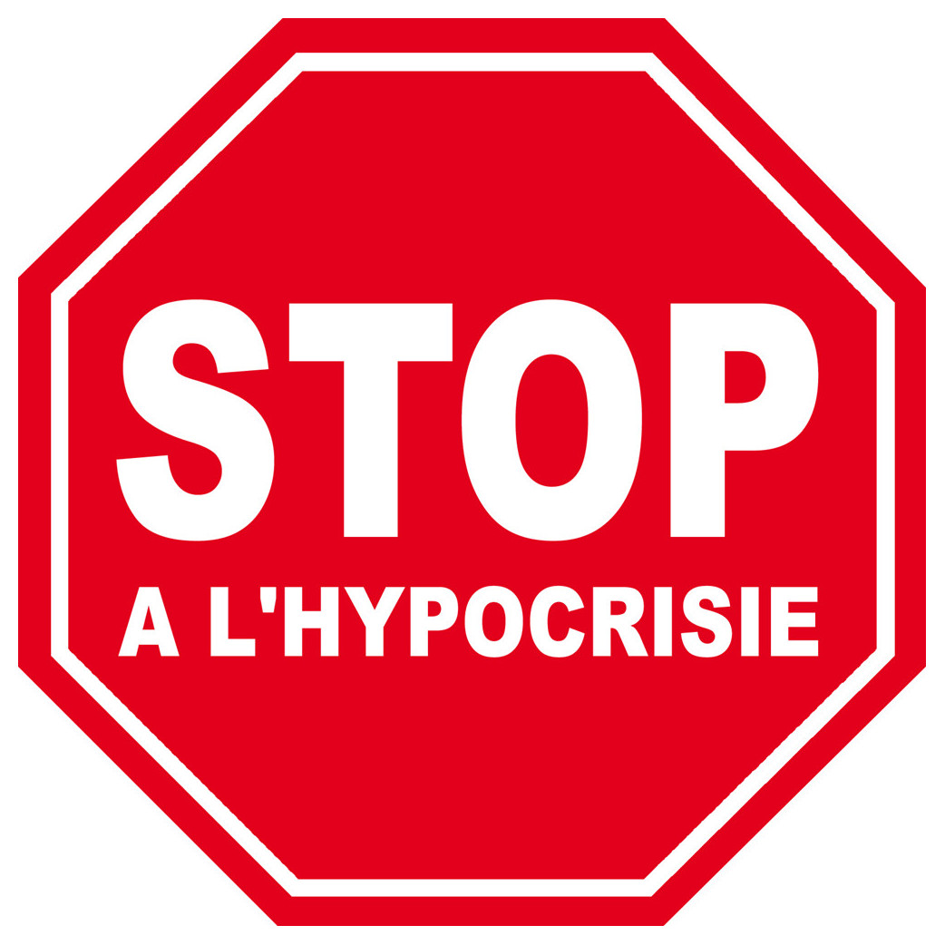 hypocrisie STOP - 20x20cm - Sticker/autocollant