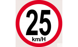 Disque de vitesse 25Km/H bord rouge - 15cm - Sticker/autocollant