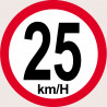 Disque de vitesse 25Km/H bord rouge - 15cm - Sticker/autocollant