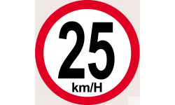 Disque de vitesse 25Km/H bord rouge - 20cm - Sticker/autocollant