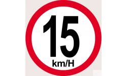 Disque de vitesse 15Km/H bord rouge - 10cm - Sticker/autocollant