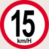 Disque de vitesse 15Km/H bord rouge - 10cm - Sticker/autocollant