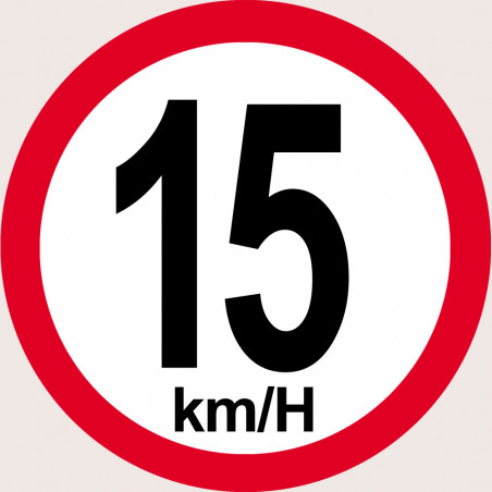 Disque de vitesse 15Km/H bord rouge - 15cm - Sticker/autocollant