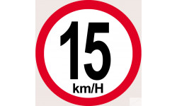 Disque de vitesse 15Km/H bord rouge - 20cm - Sticker/autocollant