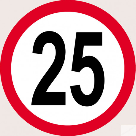 Disque de vitesse 25km/h rouge (15cm) - Sticker/autocollant