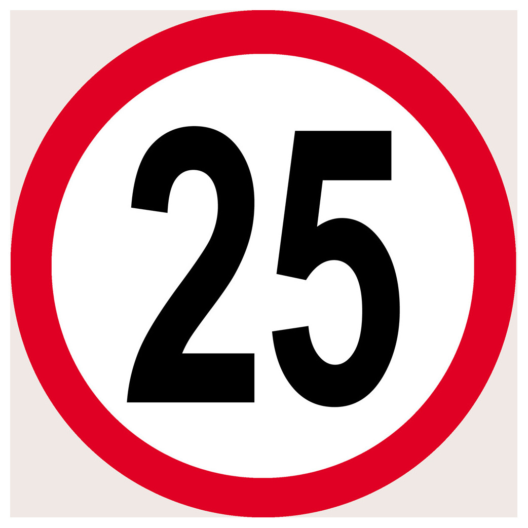 Disque de vitesse 25km/h rouge (20cm) - Sticker/autocollant