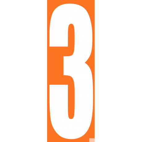 numéro orange 3 - 30x10cm - Sticker/autocollant