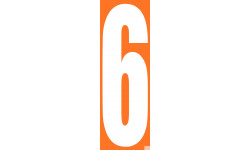 numéro orange 6 - 30x10cm - Sticker/autocollant