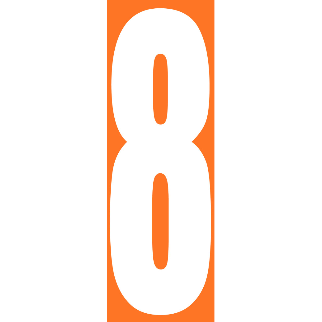 numéro orange 8 - 30x10cm - Sticker/autocollant