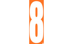 numéro orange 8 - 30x10cm - Sticker/autocollant