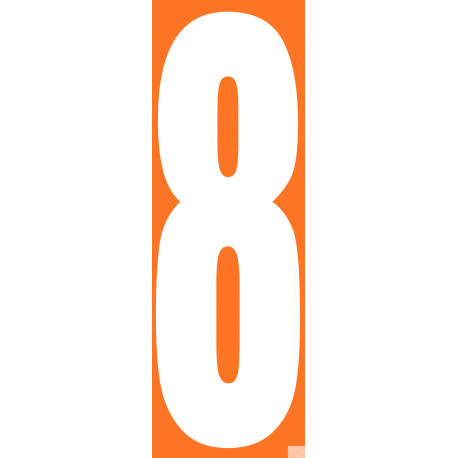 numéro orange 8 - 30x10cm - Sticker/autocollant