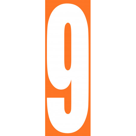 numéro orange 9 - 30x10cm - Sticker/autocollant
