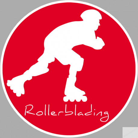 rollerblading rouge - 5cm - Sticker/autocollant