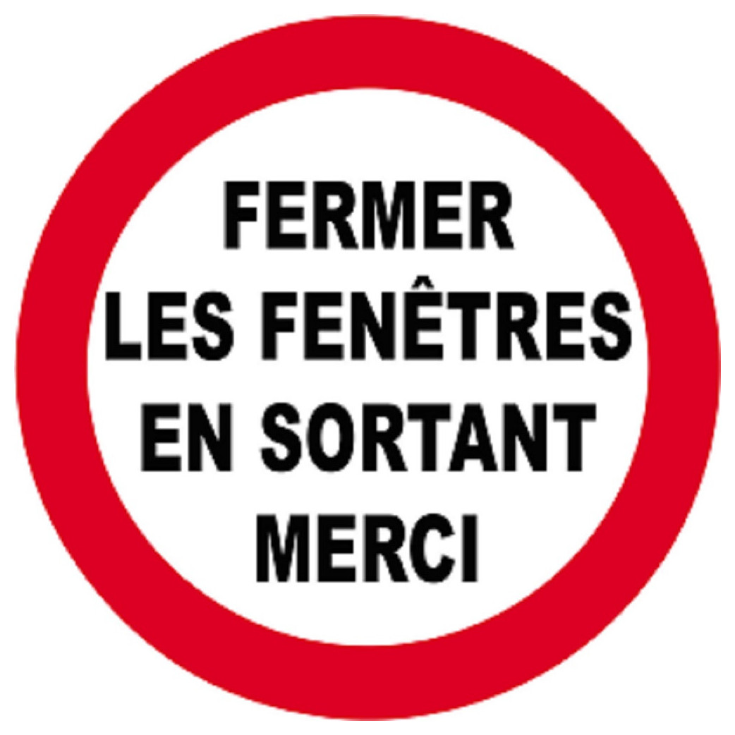 fermer les fenêtres en sortant - 5cm - Sticker/autocollant