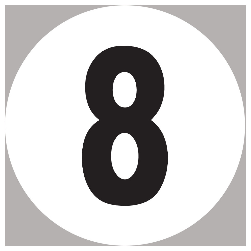 numéro 8 - 20x20cm - Sticker/autocollant