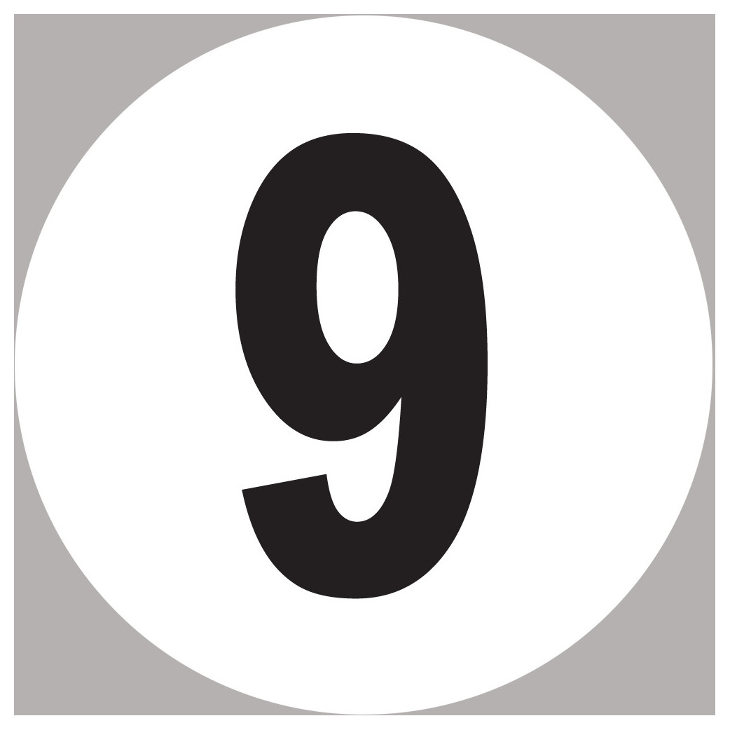 numéro 9 - 15x15cm - Sticker/autocollant