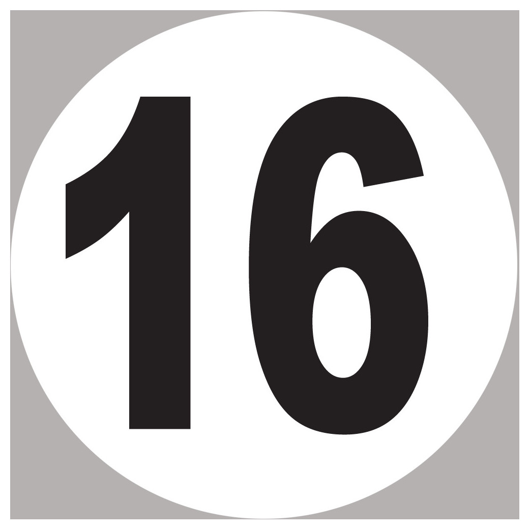 numéro 16 - 20x20cm - Sticker/autocollant