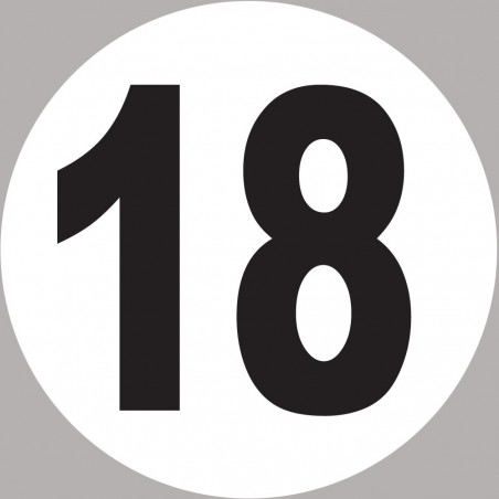 numéro 18 - 10x10cm - Sticker/autocollant