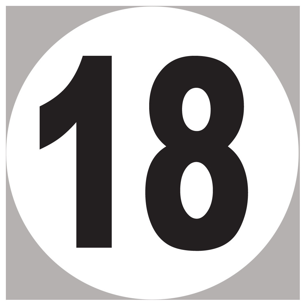 numéro 18 - 15x15cm - Sticker/autocollant