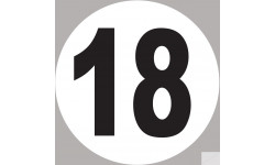 numéro 18 - 15x15cm - Sticker/autocollant