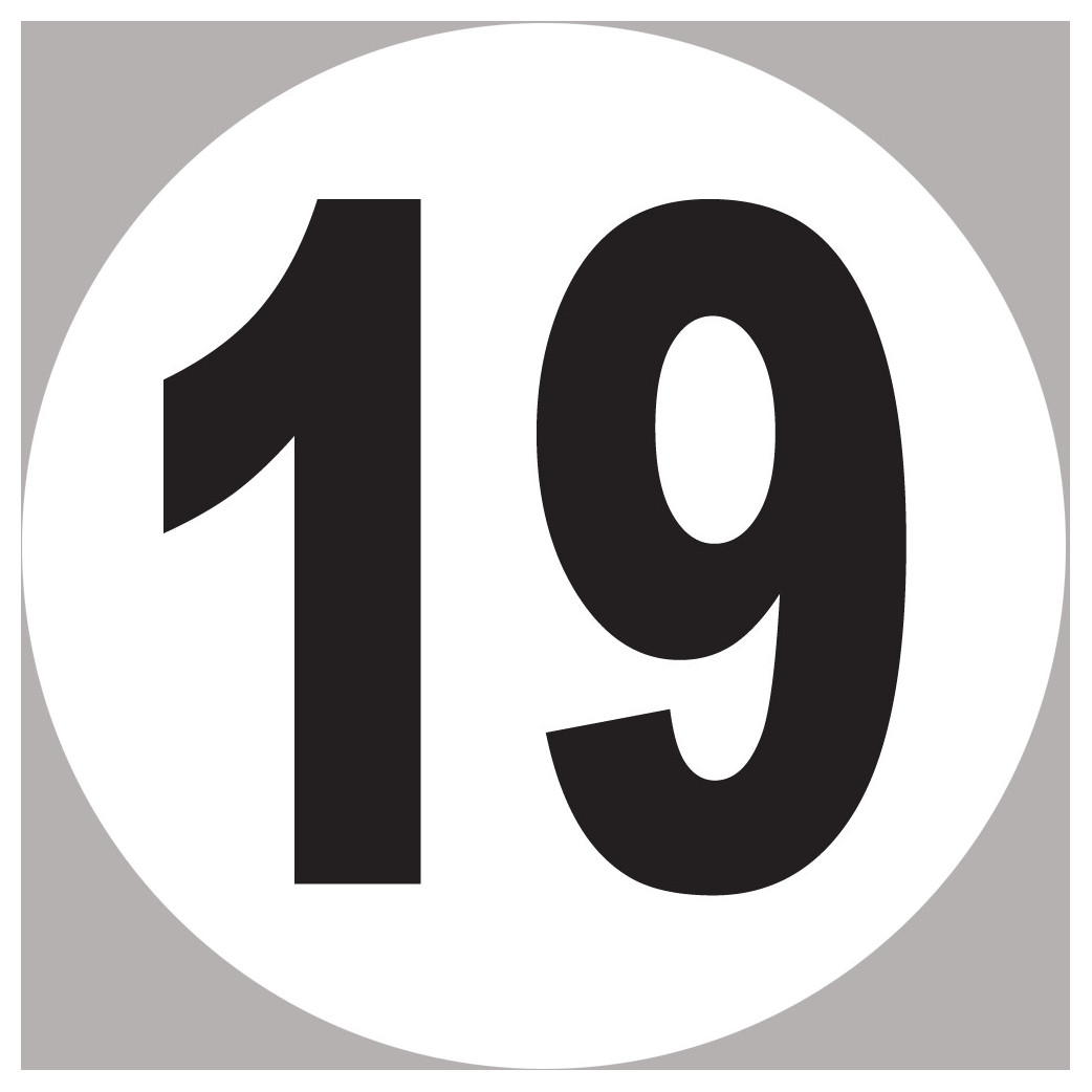 numéro 19 - 15x15cm - Sticker/autocollant