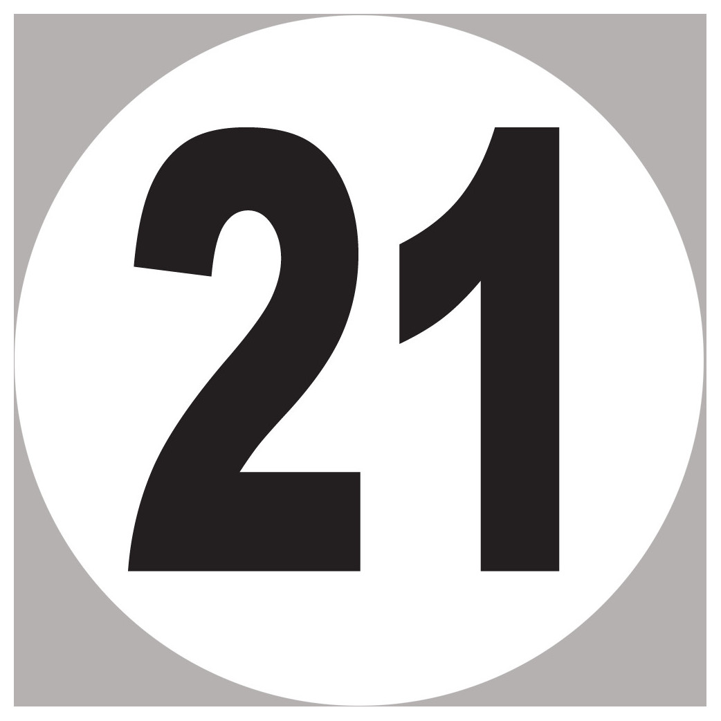 numéro 21 - 10x10cm - Sticker/autocollant