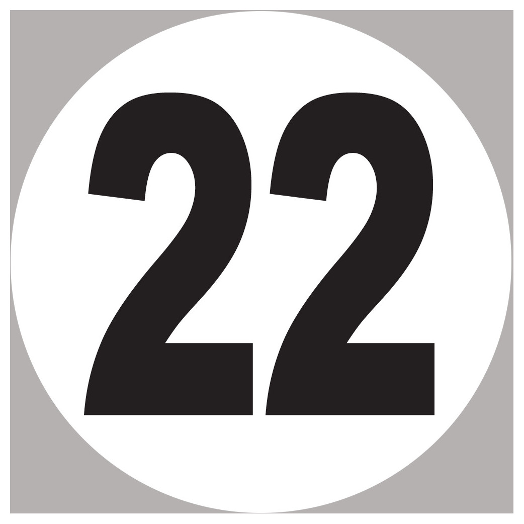 numéro 22 - 15x15cm - Sticker/autocollant