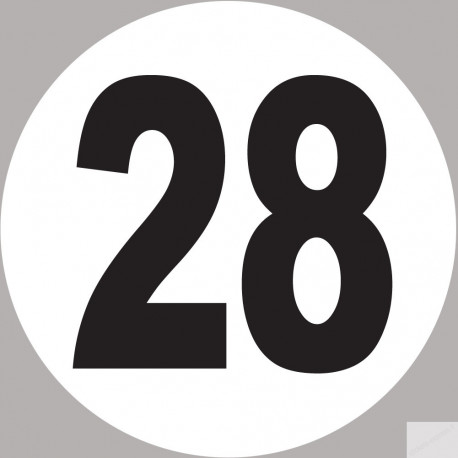 numéro 28 - 20x20cm - Sticker/autocollant