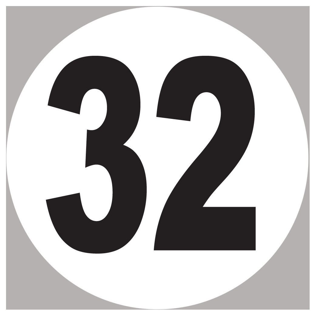 numéro 32 - 10x10cm - Sticker/autocollant