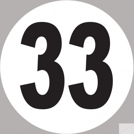numéro 33 - 5x5cm - Sticker/autocollant