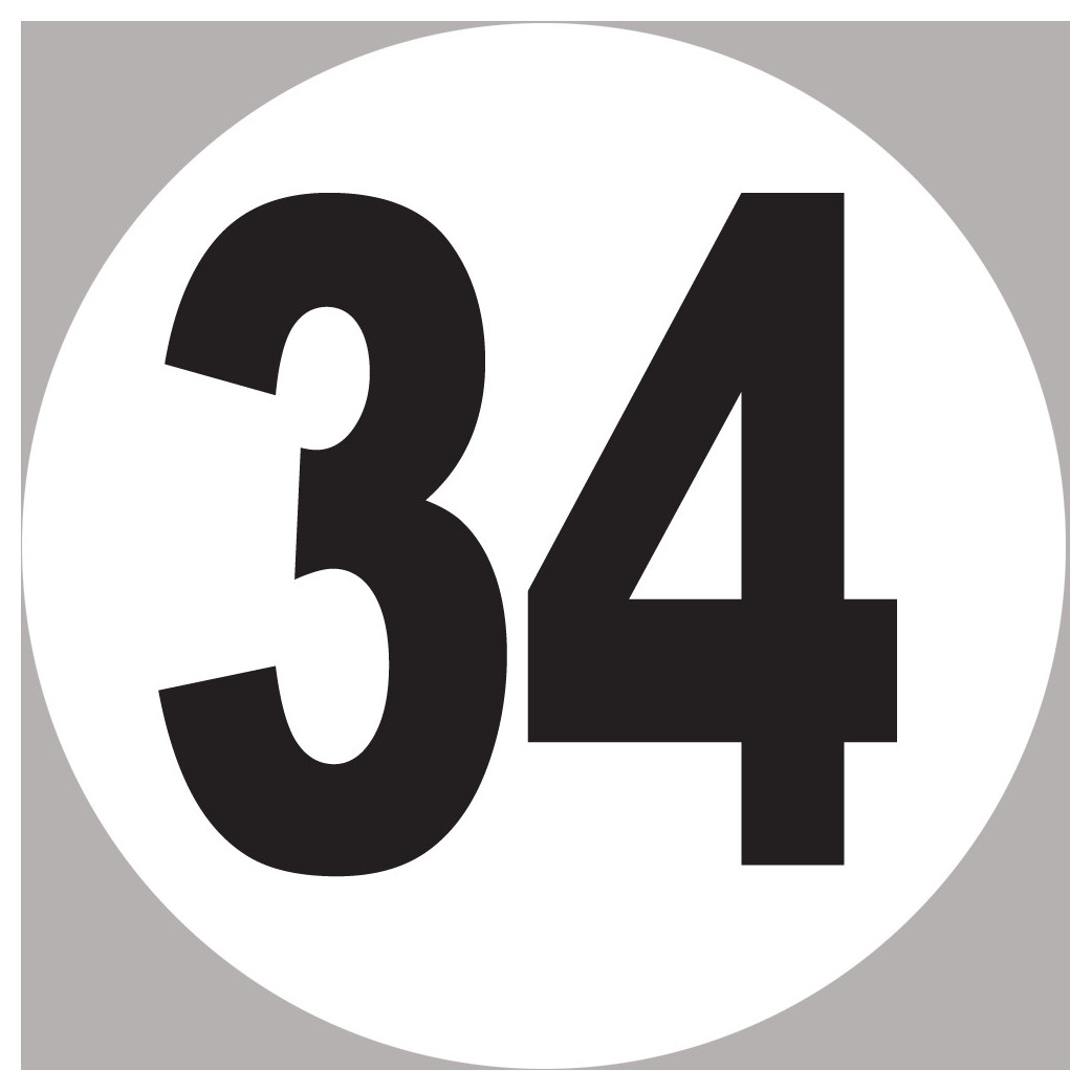 numéro 34 - 5x5cm - Sticker/autocollant