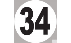numéro 34 - 15x15cm - Sticker/autocollant