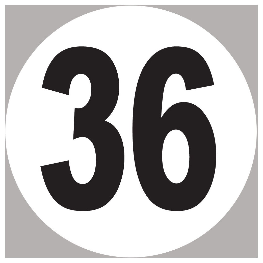 numéro 36 - 20x20cm - Sticker/autocollant