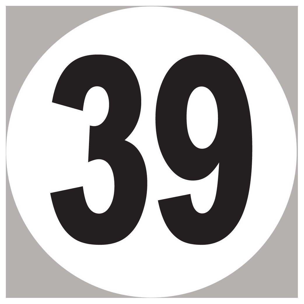 numéro 39 - 20x20cm - Sticker/autocollant