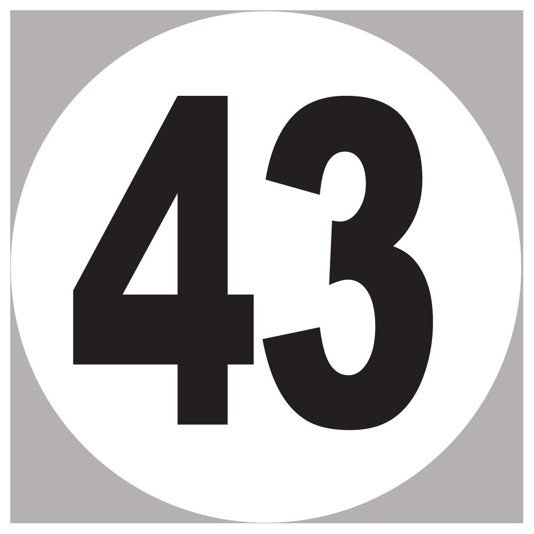 numéro 43 - 20x20cm - Sticker/autocollant