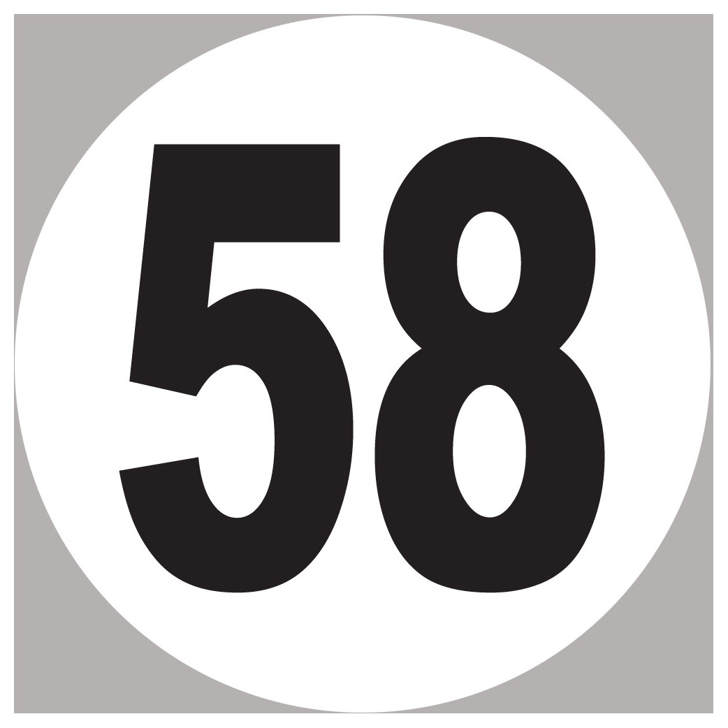 numéro 58 - 20x20cm - Sticker/autocollant