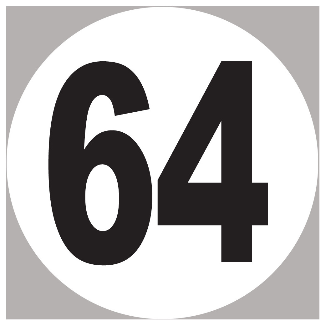numéro 64 - 20x20cm - Sticker/autocollant