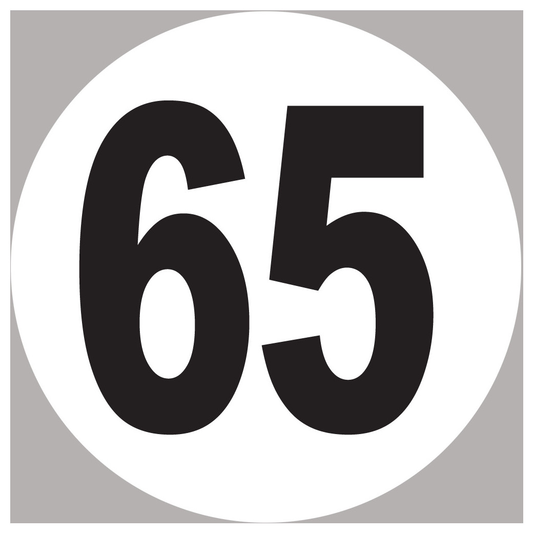 numéro 65 - 20x20cm - Sticker/autocollant