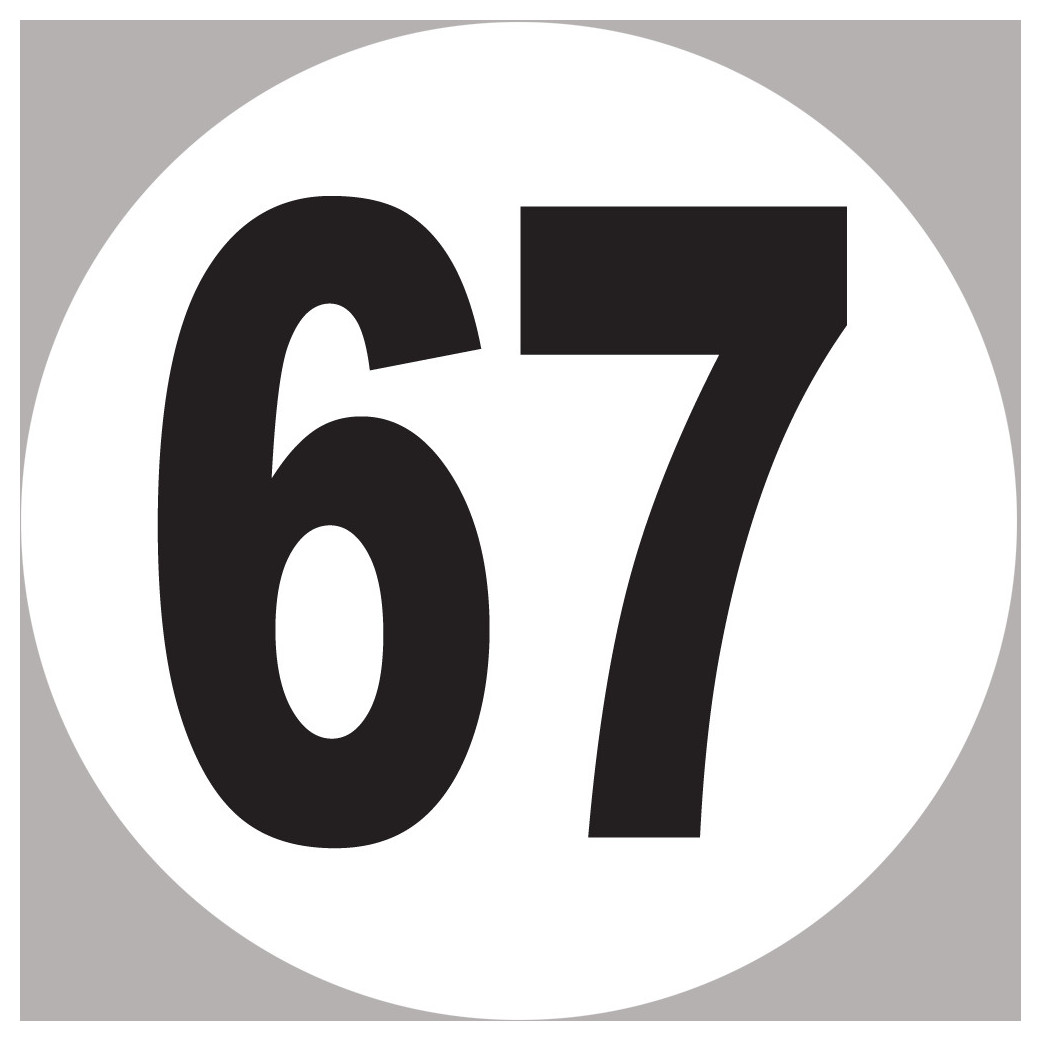 numéro 67 - 20x20cm - Sticker/autocollant