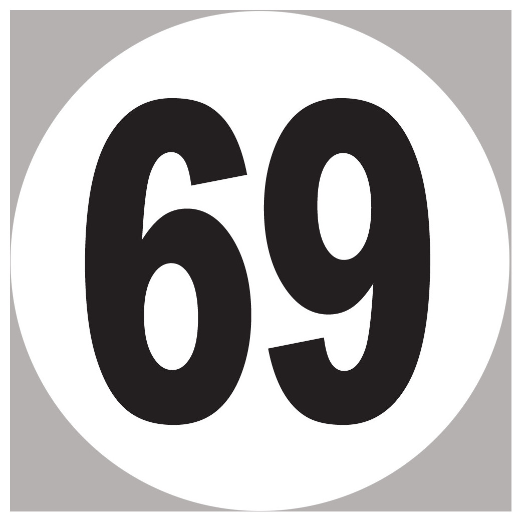 numéro 69 - 10x10cm - Sticker/autocollant