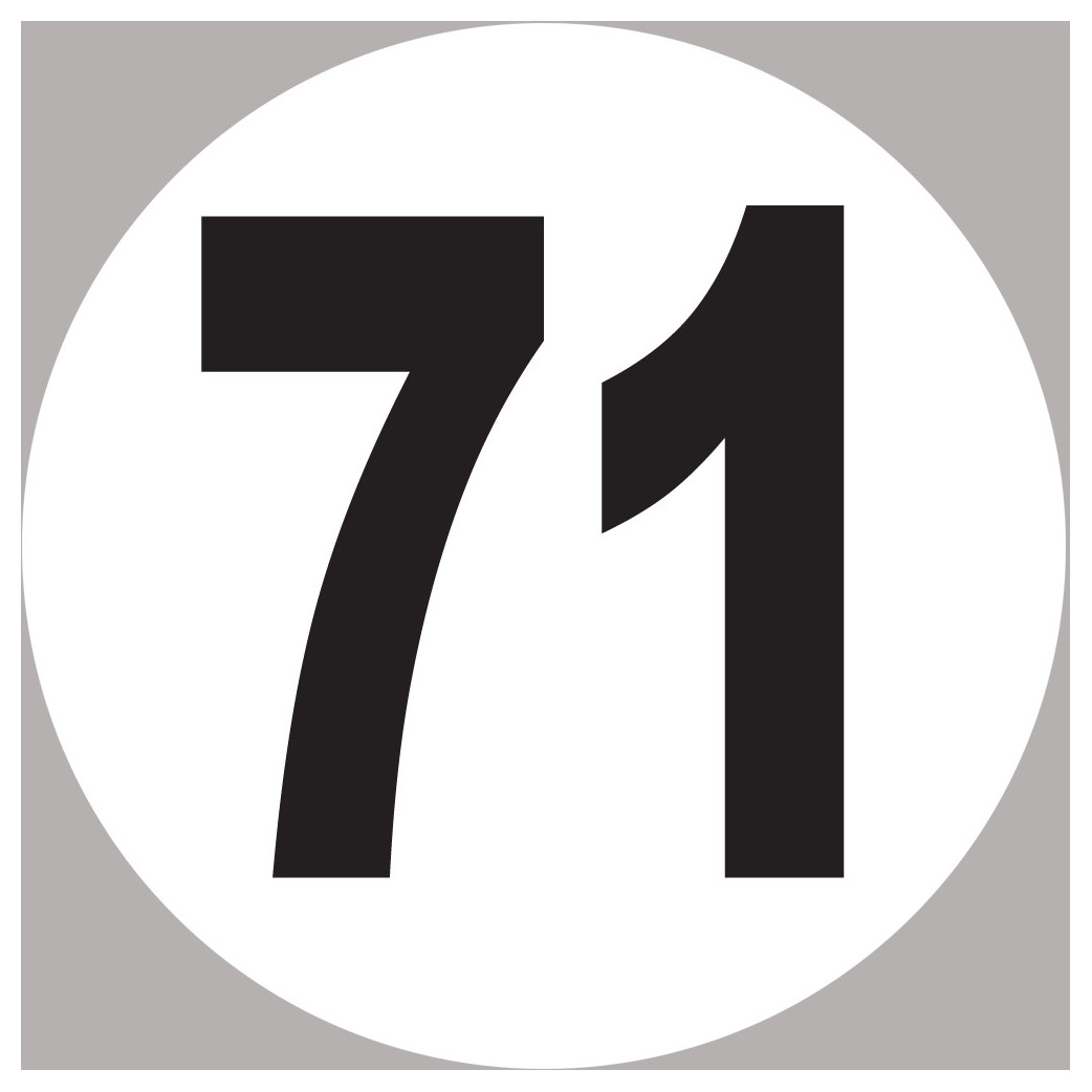 numéro 71 - 20x20cm - Sticker/autocollant