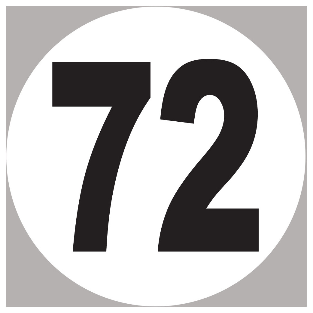 numéro 72 - 15x15cm - Sticker/autocollant