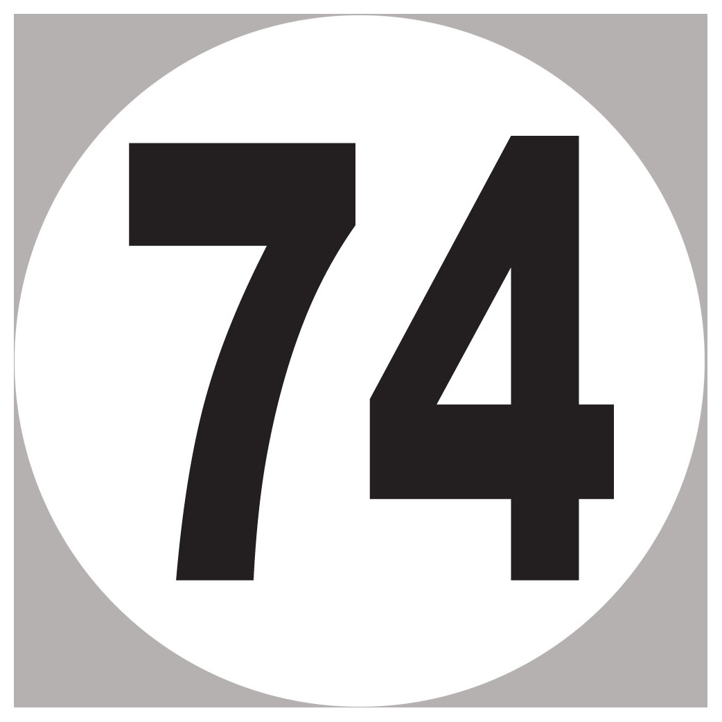 numéro 74 - 10x10cm - Sticker/autocollant