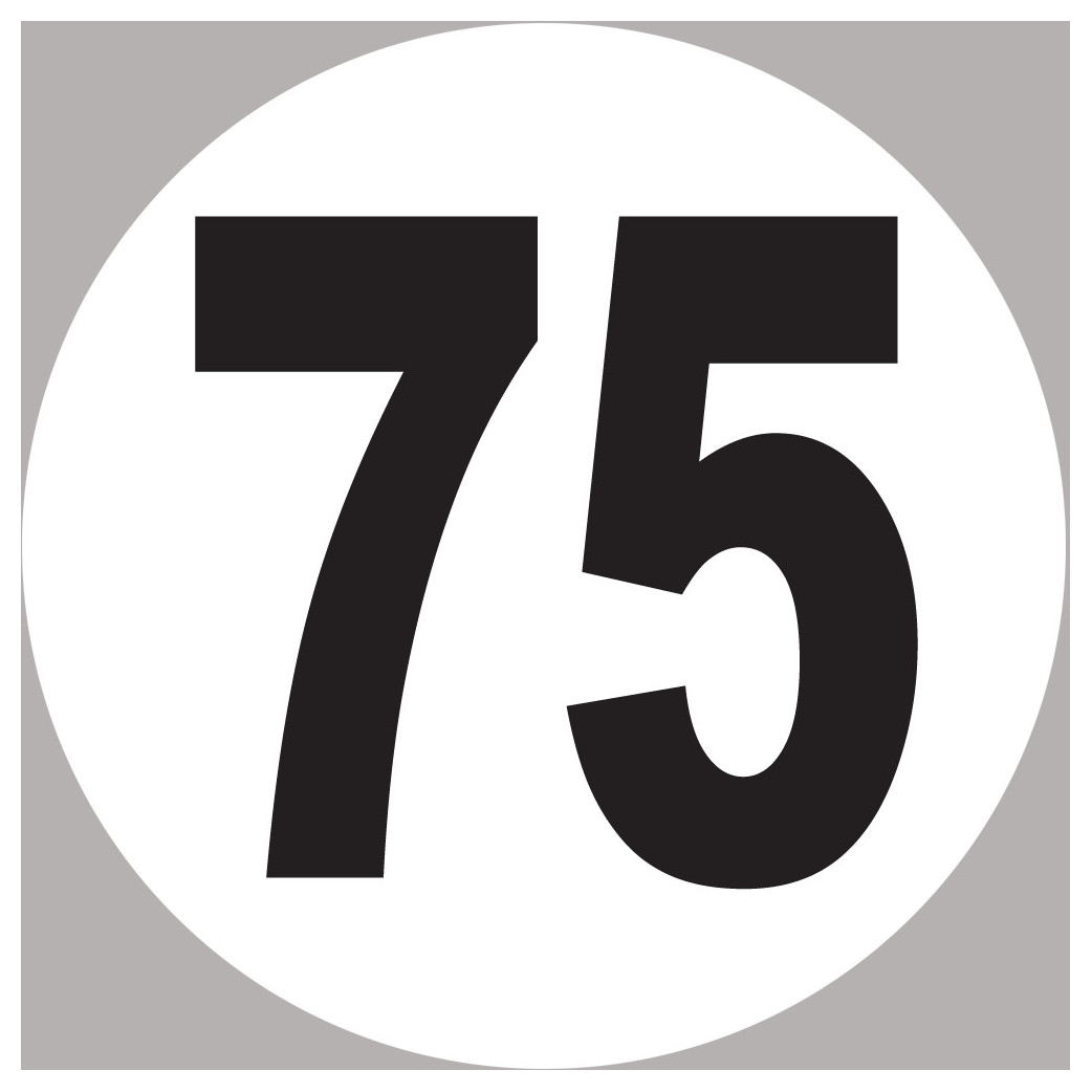 numéro 75 - 5x5cm - Sticker/autocollant