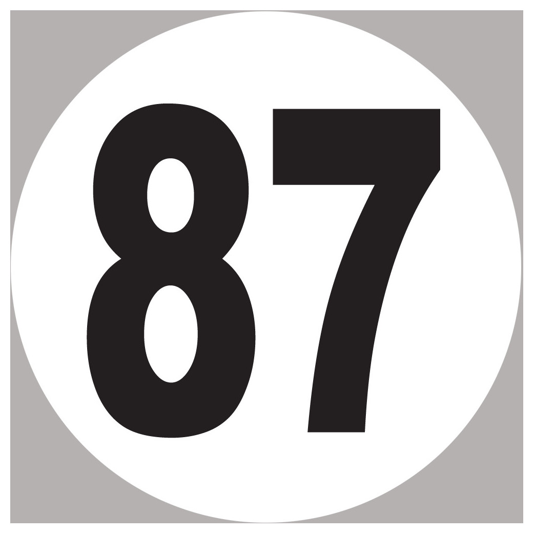 numéro 87 - 10x10cm - Sticker/autocollant
