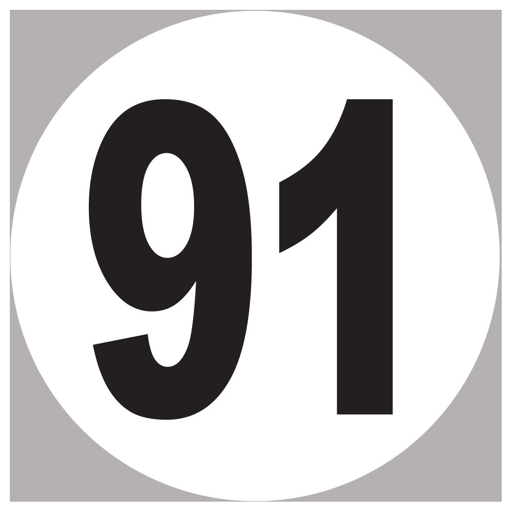 numéro 91 - 10x10cm - Sticker/autocollant