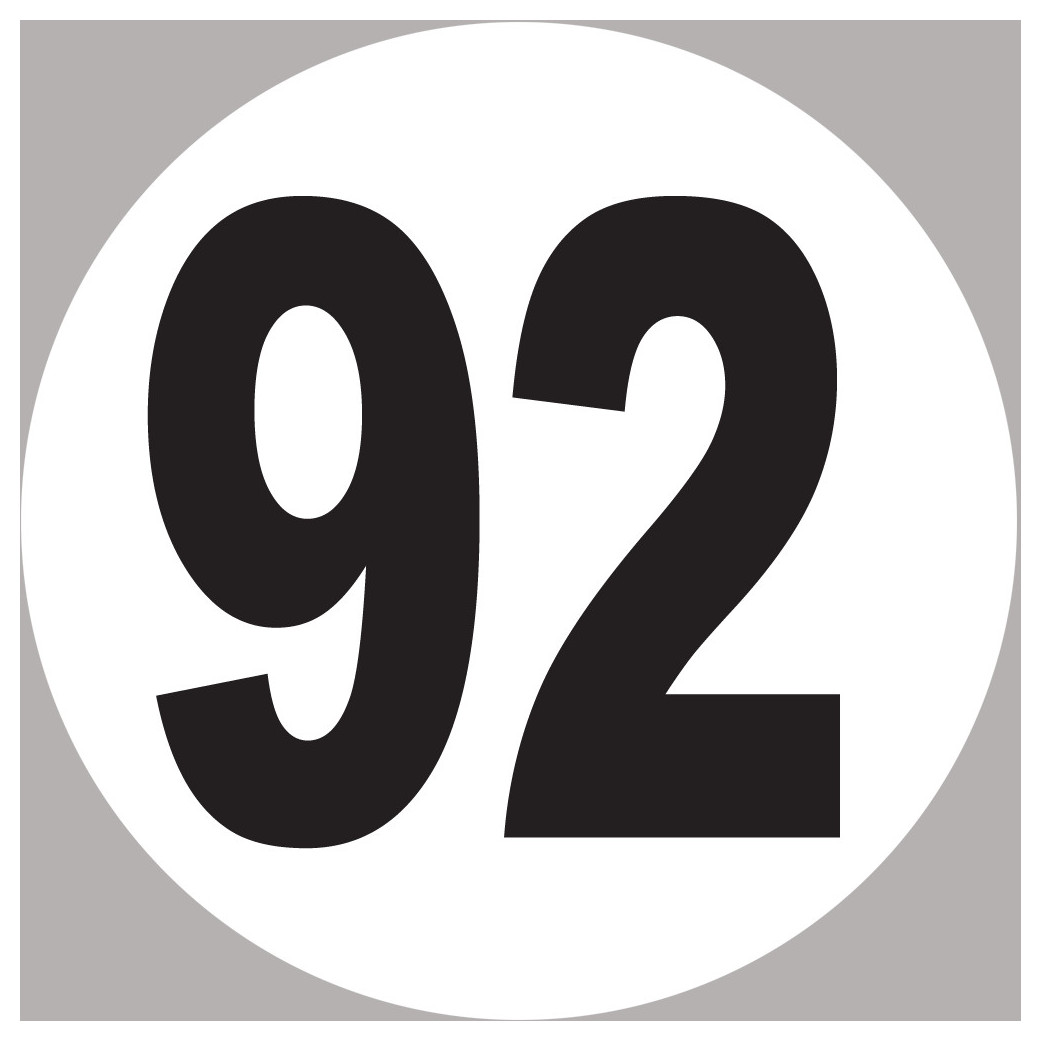numéro 92 - 20x20cm - Sticker/autocollant